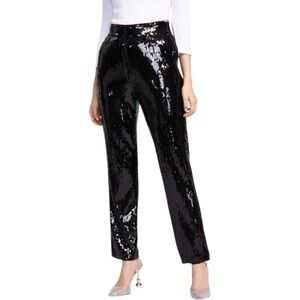 NWT INC International Concepts Sequin High Rise Straight Leg Pants Black Large